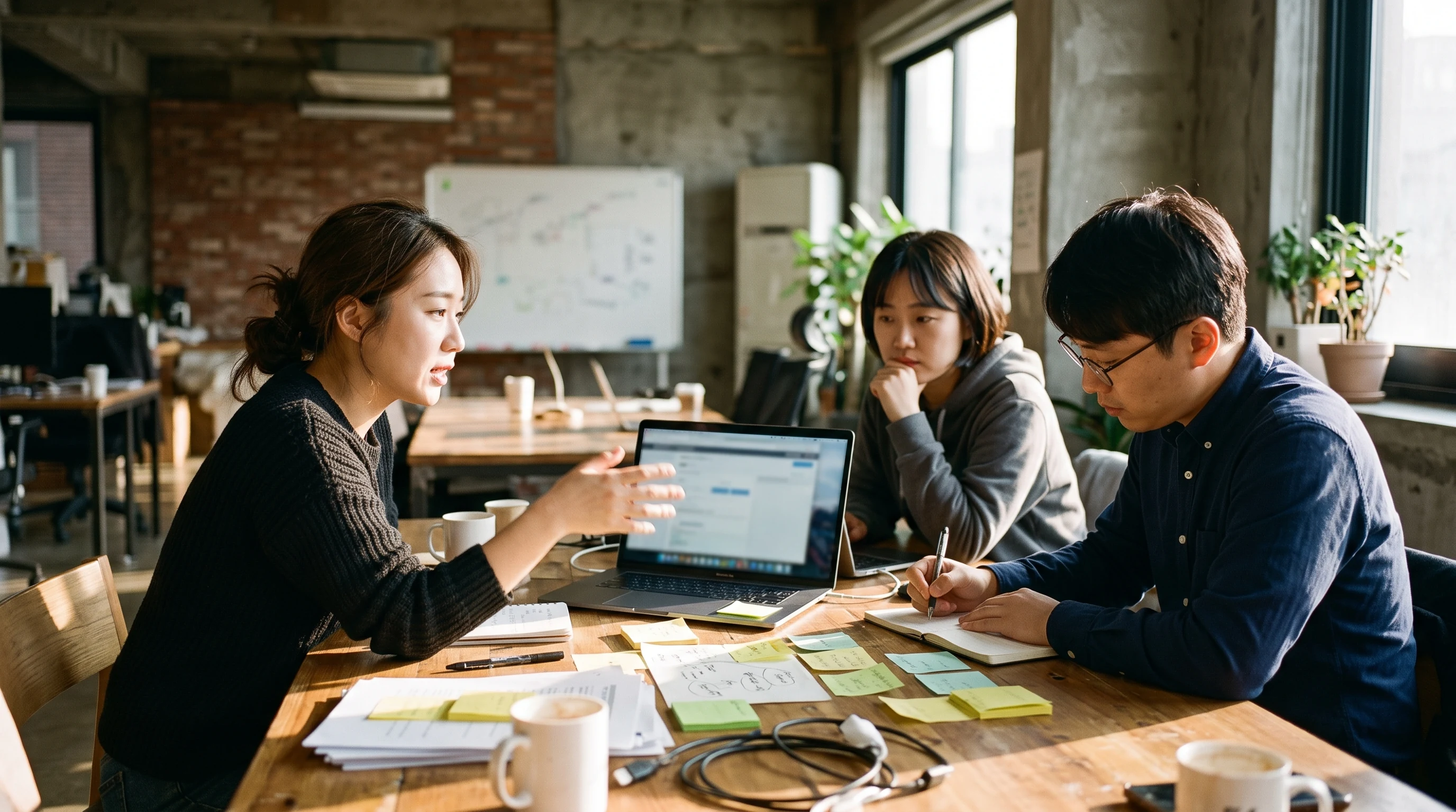 한 테이블에서 함께 일하는 팀